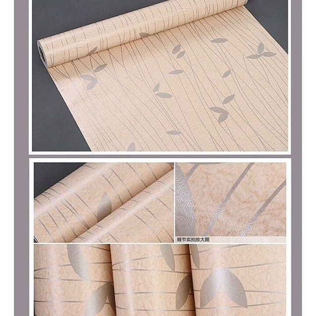 Wallpaper Dinding Motif Wave Daun Coklat Ukuran Panjang 10Meter x Lebar 45CM