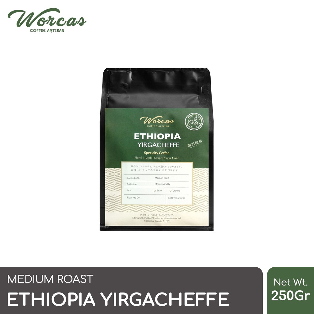 

WORCAS Arabika Ethiopia Yirgacheffe 250 Gram - Medium Roast