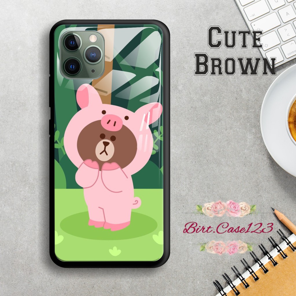 Back case glass CUTE BROWN Realme C1 C2 C3 U1 2 2 Pro 3 Pro 5 5i 5s Pro 6 Pro X Xt C11 C15 BC1387