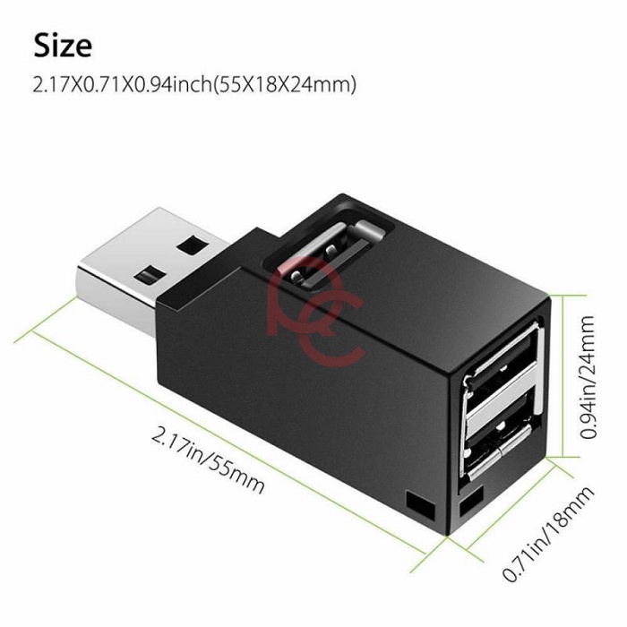 Mini Super Speed USB 2.0 Hub 3 Ports - Y-2153 / USB 2.0 HUB 3 Port Multi USB Splitter Kecepatan Super Mini HUB Adapter untuk PC Laptop Notebook - Black