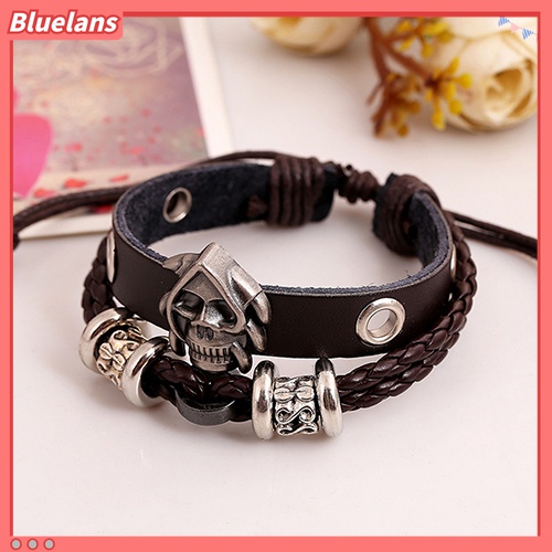 Gelang Multilayer Bahan Kulit Imitasi Handmade Gaya Punk Untuk Pria Dan Wanita