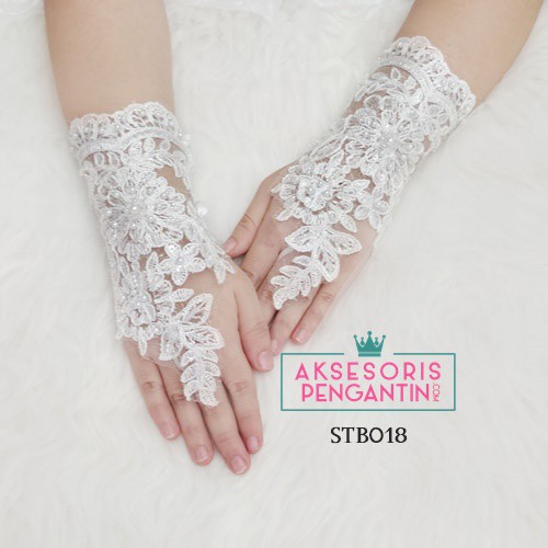 [BISA COD] SARUNG TANGAN PUTIH BROKAT AKSESORIS PENGANTIN LACE WEDDING GLOVES STB018