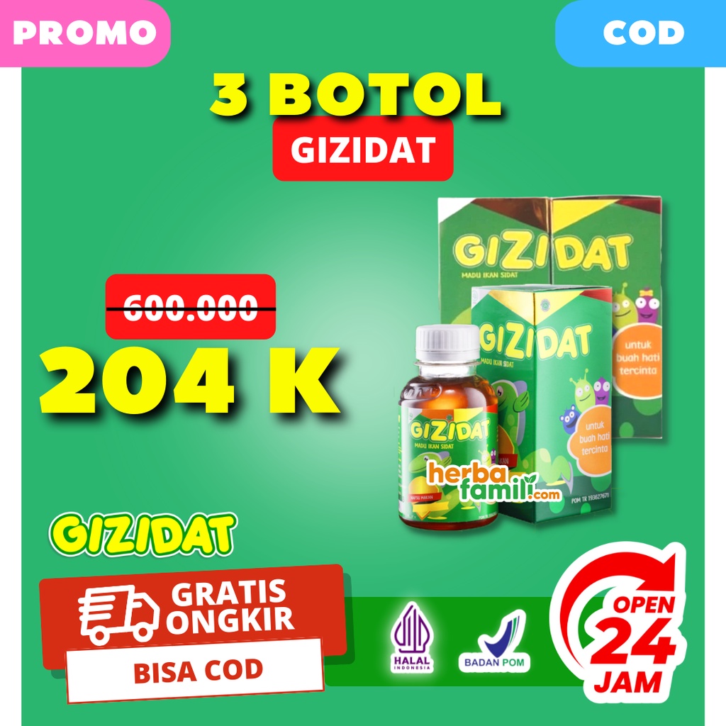 3 BOTOL GIZIDAT 100% ORIGINAL 3 BOTOL | Vitamin Anak/Bayi Nafsu Makan Ori Official Store Asli Penambah Nafsu Makan Anak Secara Alami Tanpa Efek Samping GIZIDAT