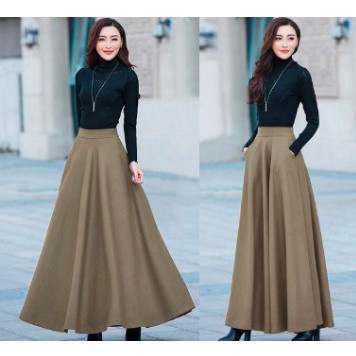 ROK PANJANG JUMBO POLOS ROK MUSLIMAH ROK WANITA ROK SPANDEK JERSEY