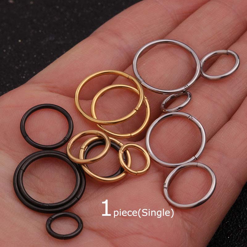 1Piece 6mm to 16mm 16G Stainless Steel Clicker Ring Hoop Nose Piercing Helix Cartilage conch Earring