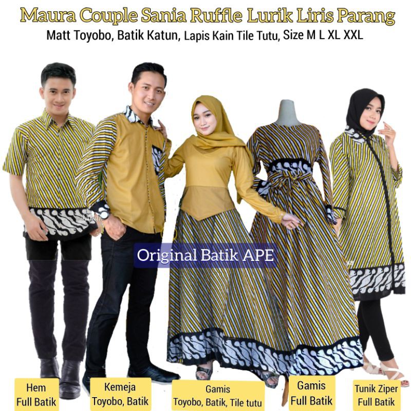 MAURA COUPLE SANIA RUFFLE LURIK LIRIS SENO SARIMBIT BATIK KATUN KOMBINASI TOYOBO TILE EXCLUSIVE XXL