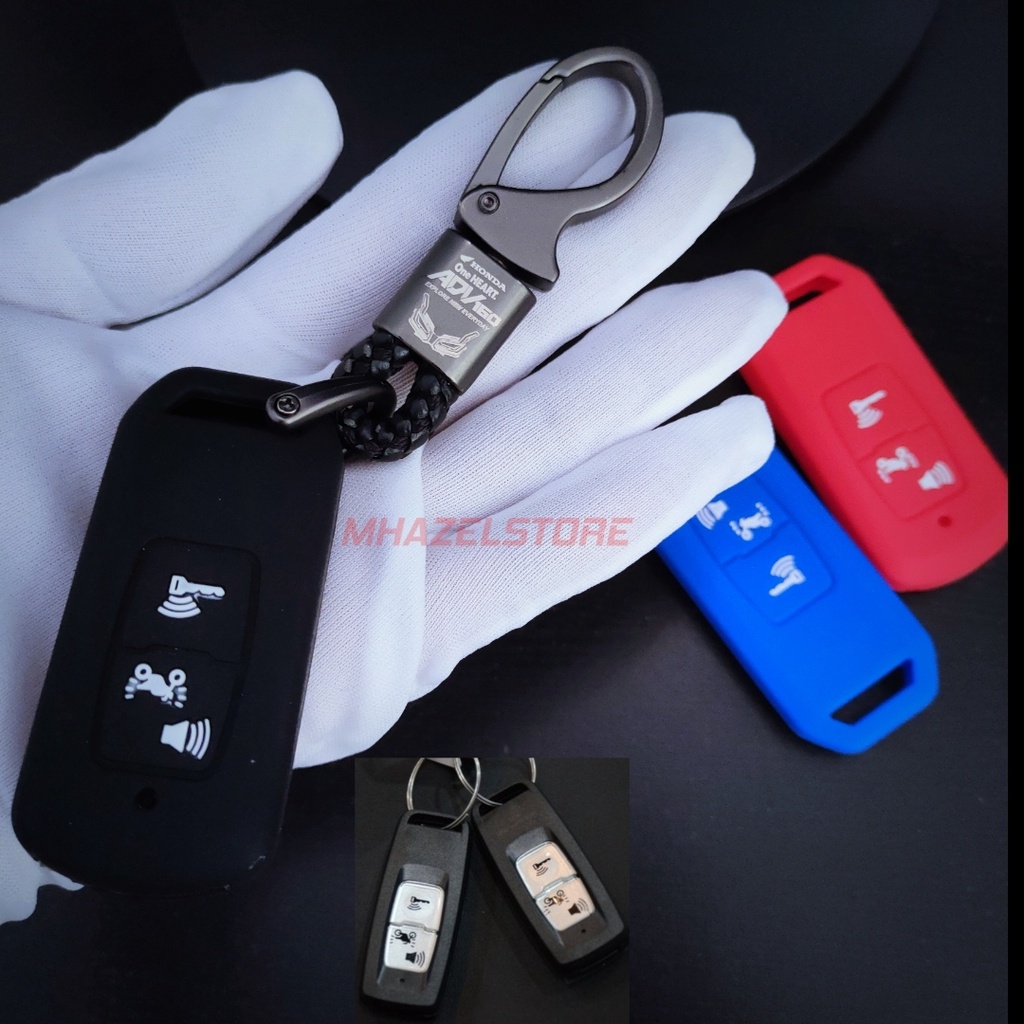 Gantungan kunci kulit sarung remote keyless cover casing motor Yamaha ADV 2022 model anyam