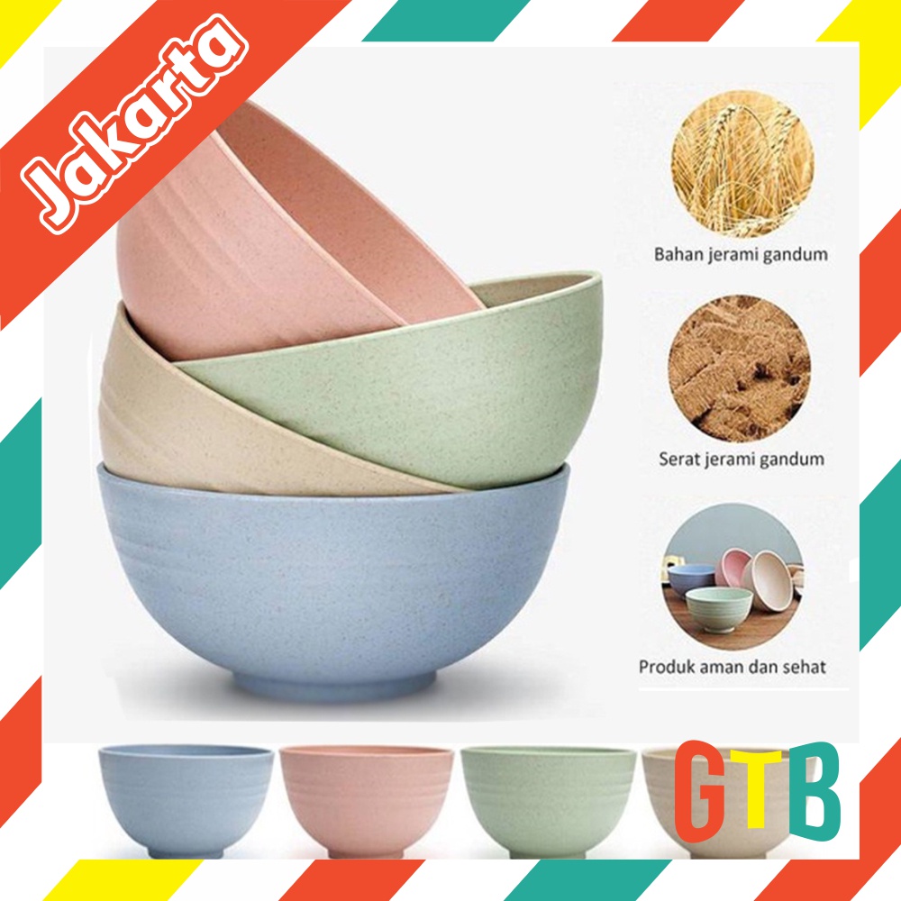 ❤️GTB❤️ Mangkok Wheat Straw Bowl | Mangkuk Plastik Microwave Warna Warni | Gandum kokoh | BPA Free R654