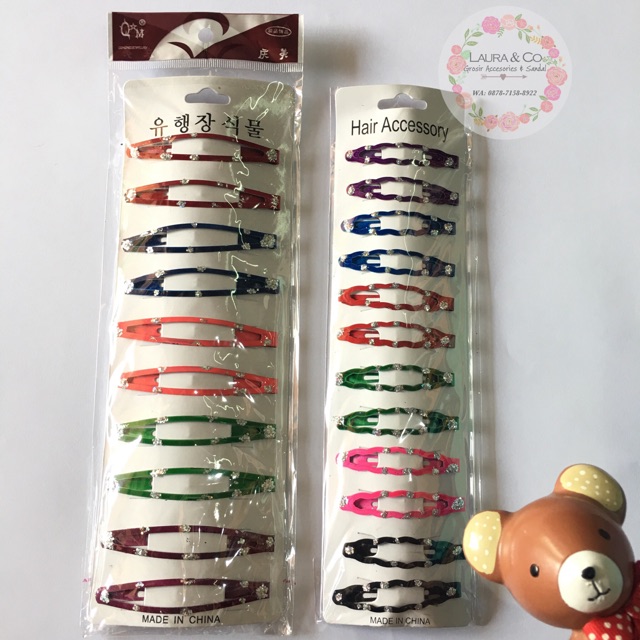 Jepit tip top tik tok poni warna glitter 12Pc Grosir lusinan