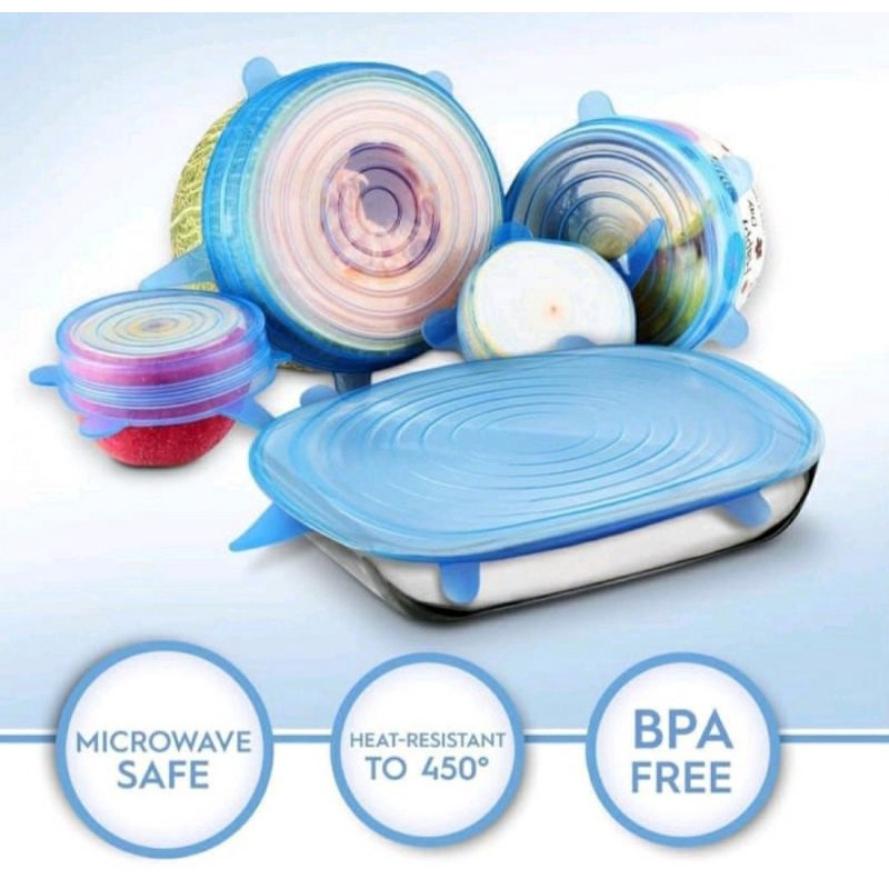 PENUTUP MAKANAN AGAR HIGIENIS BAHAN SILIKON SET ISI 6