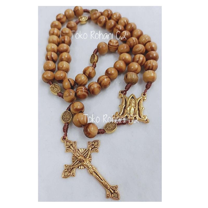 Rosario Kayu Tali Salib Harces 10mm + Box - Rosario Kayu - Kalung Rosario