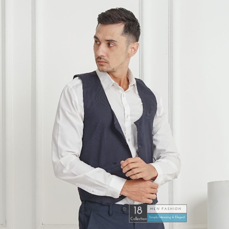 18Collection - Vest Bahan Formal Motif &amp; Polos Rompi Groomsman Premium [Bisa COD]