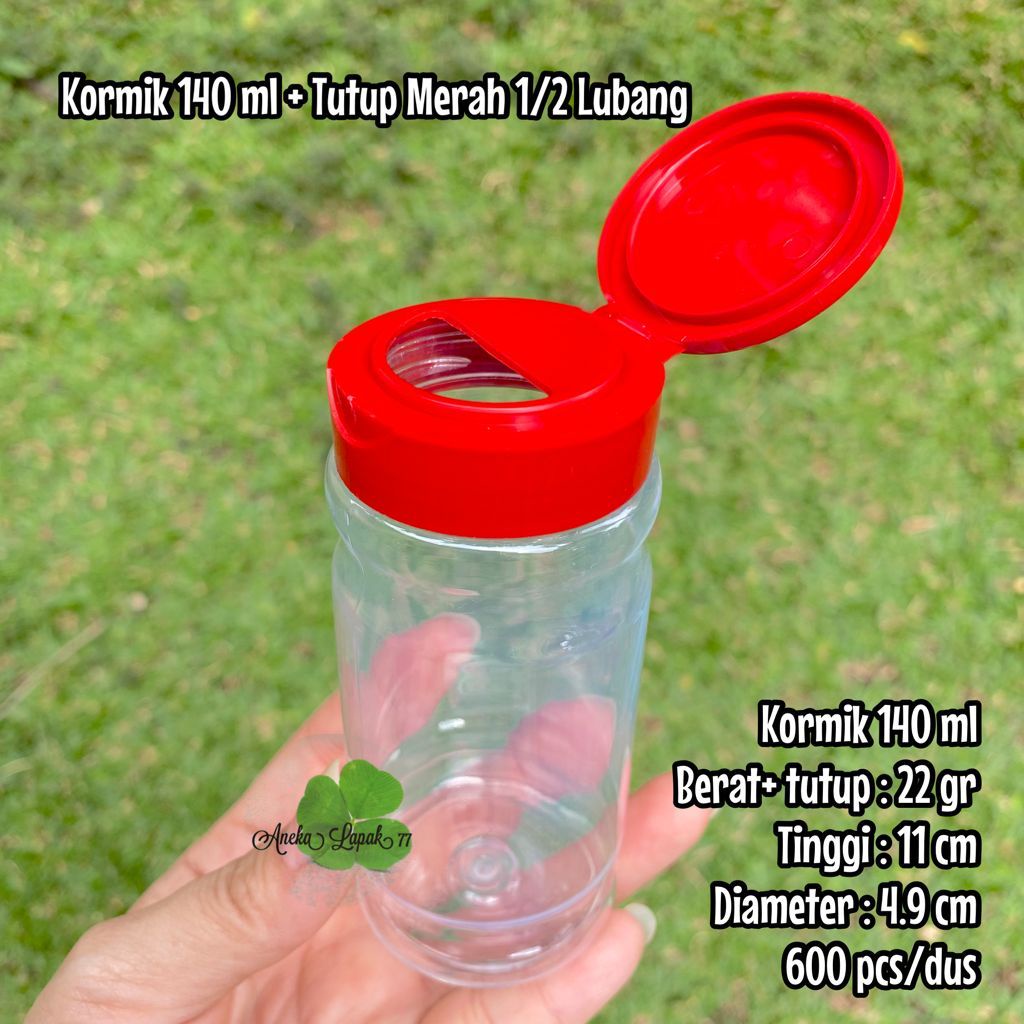 Botol toples Kormik Pro Round 150 ml Putih boncabe bumbu lada botol plastik boncabe