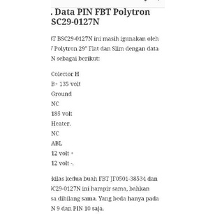 New Collection--FBT FLYBACK TV POLYTRON 29INCI SLIM BSC 29-0127N ORIGINAL NEW
