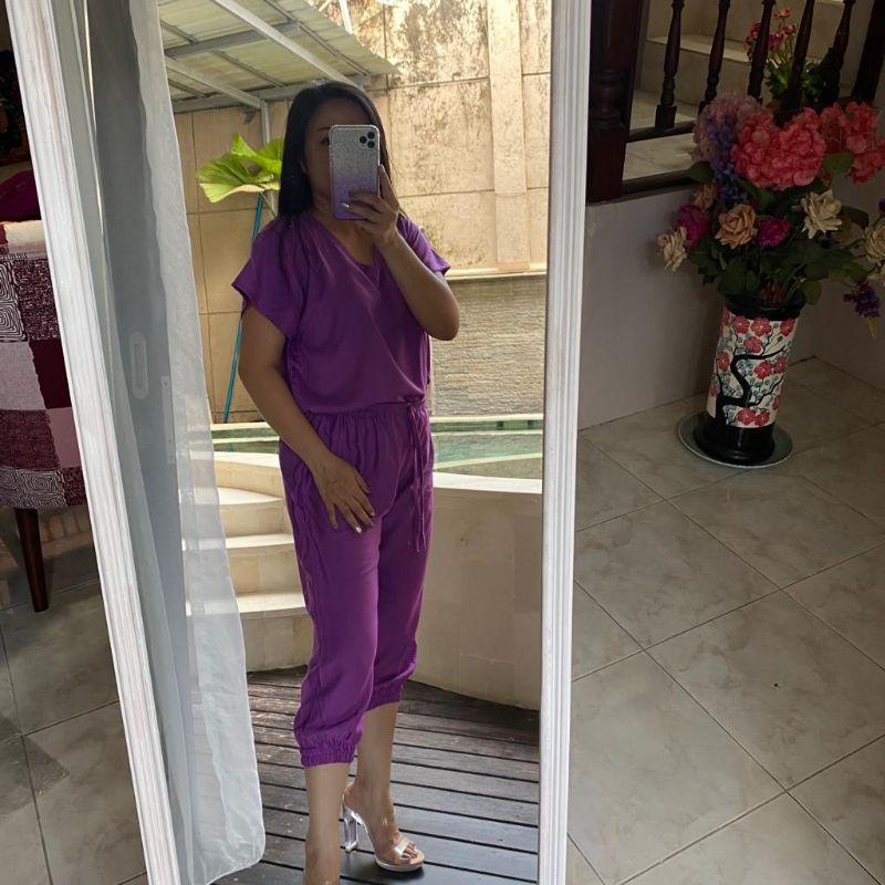 Setelan One set Alicia jogger polos Wanita-Lilac