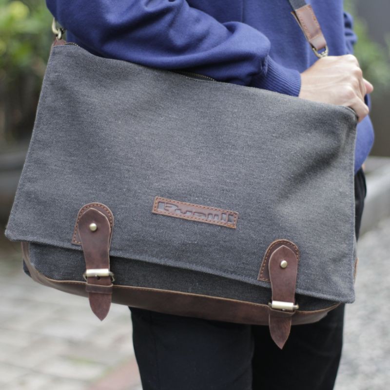 Tas Selempang Pusiill SG01/Tas Selempang Pria Kanvas+Kulit