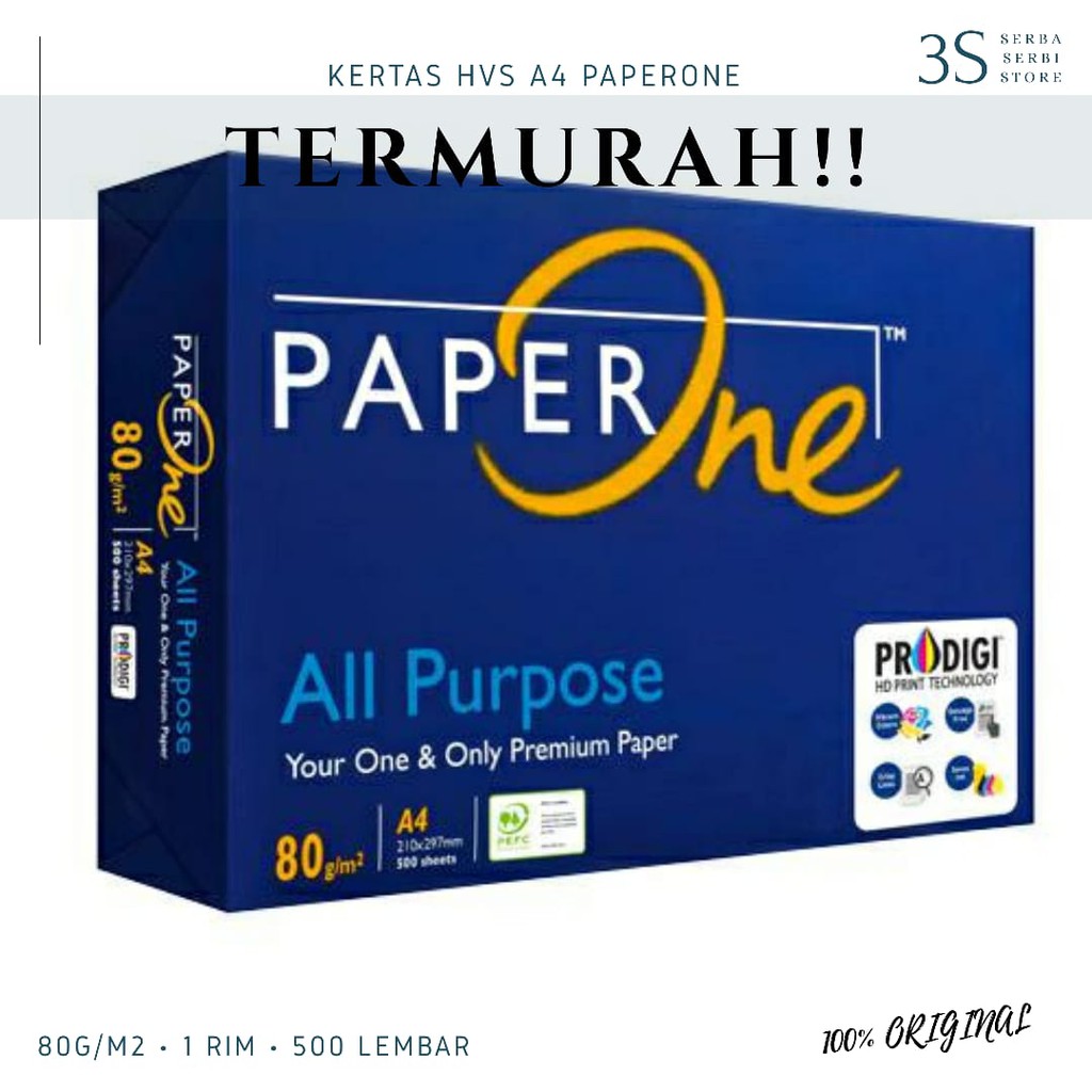 

Kertas HVS PAPERONE A4 80 Gram Office Paper Print 1 Rim 500 Lembar