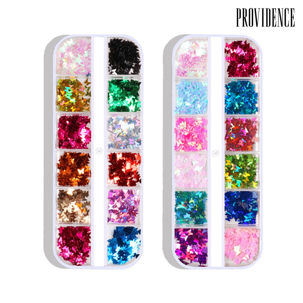 Providence 12 Colors DIY Glittering Butterfly Decals Nail Art Sequins Sticker Accessories