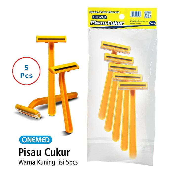 Pisau Cukur OneMed pak isi 5pcs - KUNING