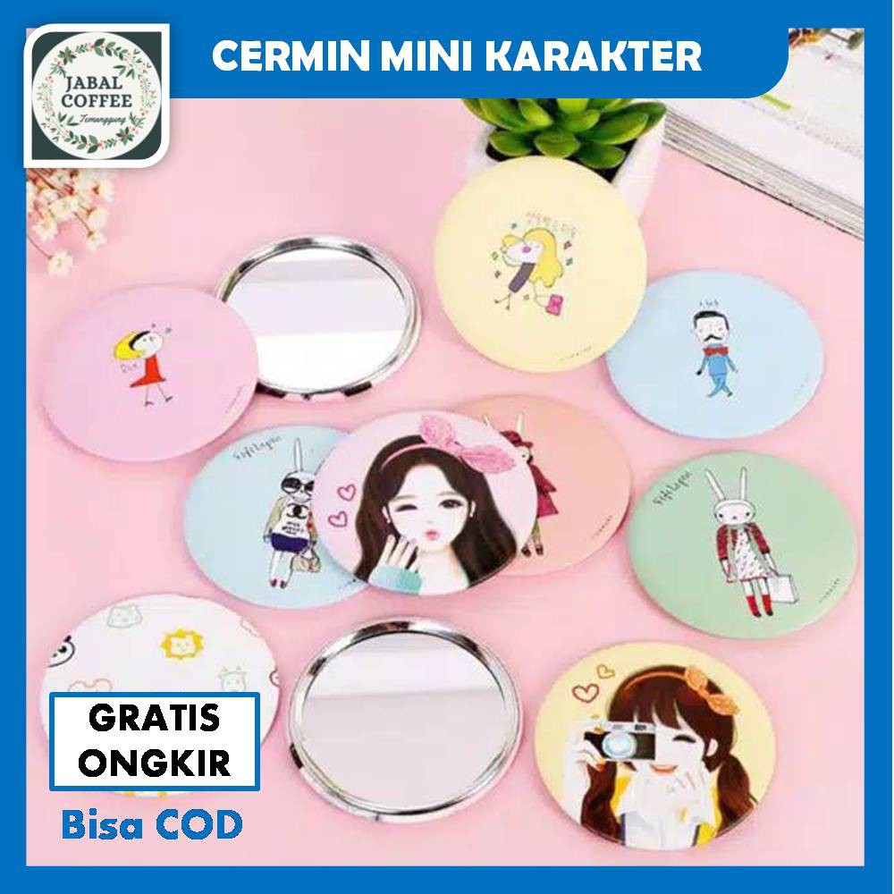 Cermin Bulat Karakter / Kaca Cermin Make Up / Cermin Mini Bulat J72