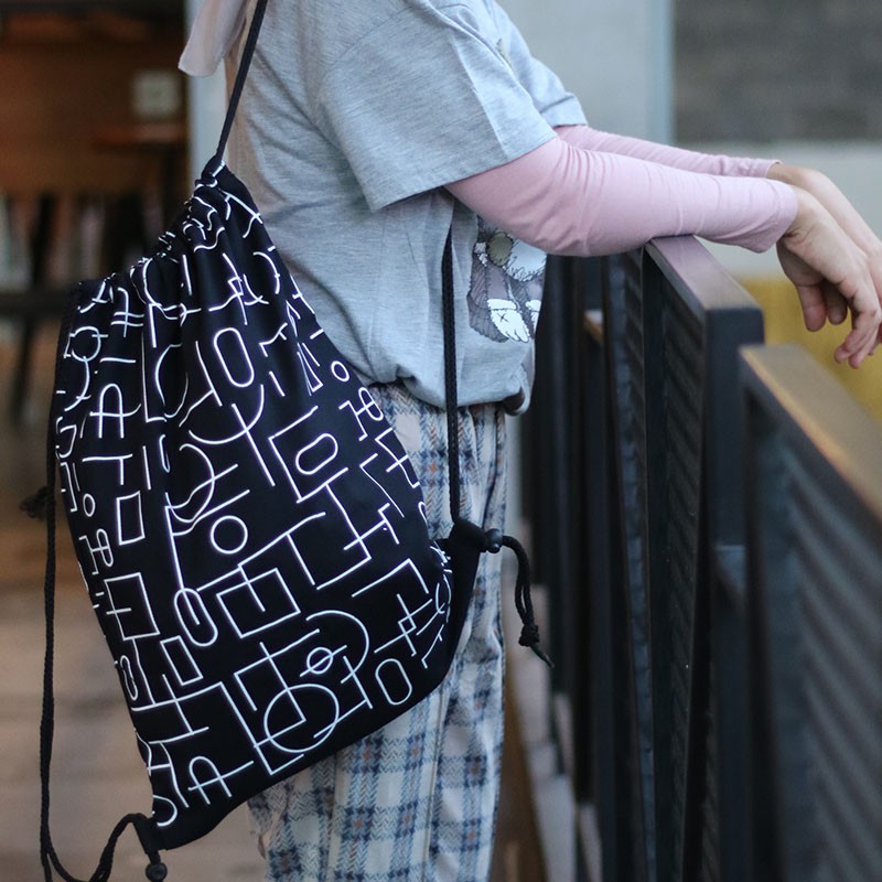 Tas Serut String Bag Tas Punggung Backpack Pria Wanita SPNB Kanvas PIPE Hitam