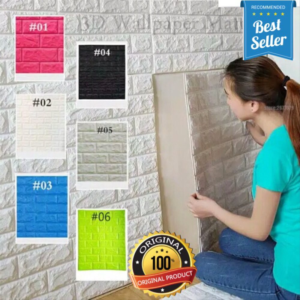 Wallpaper Brick foam Sticker Dinding 3D Premium Uk 70cm x 80cm terakhir