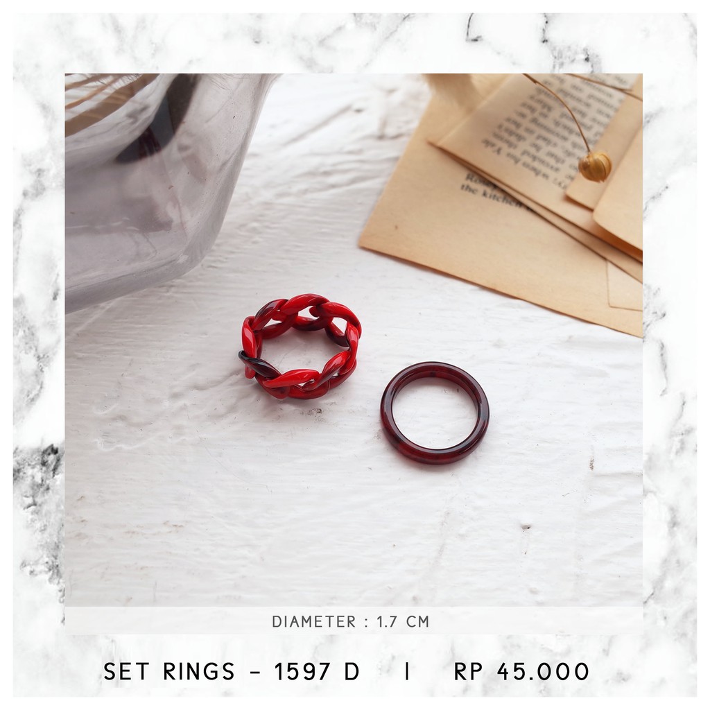 CINCIN SET MARBLE AKRILIK (DIAMETER 1.7 CM) - 1597