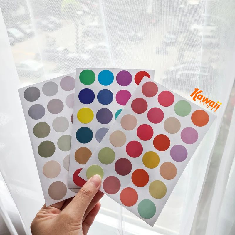 

Sticker Bulat Warna Round Macaron Dots Stiker Dekorasi Scrapbook