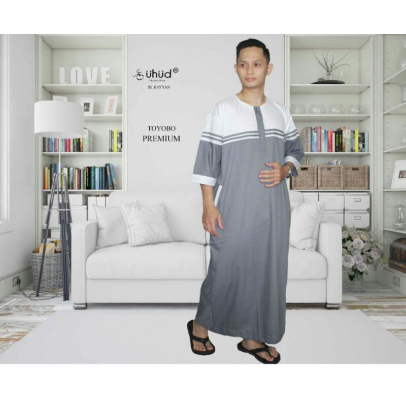 JUBAH PRIA ADEM BAHAN TOYOBO UHUD RAYYAN LENGAN PENDEK