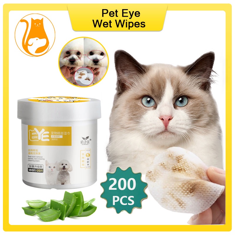 Pet Eye Wet Wipes Tisu Basah Pembersih Tear Stain Grooming Wipe Tear Stain/ Noda Air Mata Anjing Kucing Aloe Vera Tear Stain Remover Tissue Cat | Aloe Vera Pet Eye Wipes Tissue Pembersih Mata Anjing Kucing Tear Mata Stain Remover