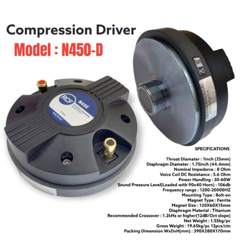 driver 44.4 horn tweeter RCF N450-D drat