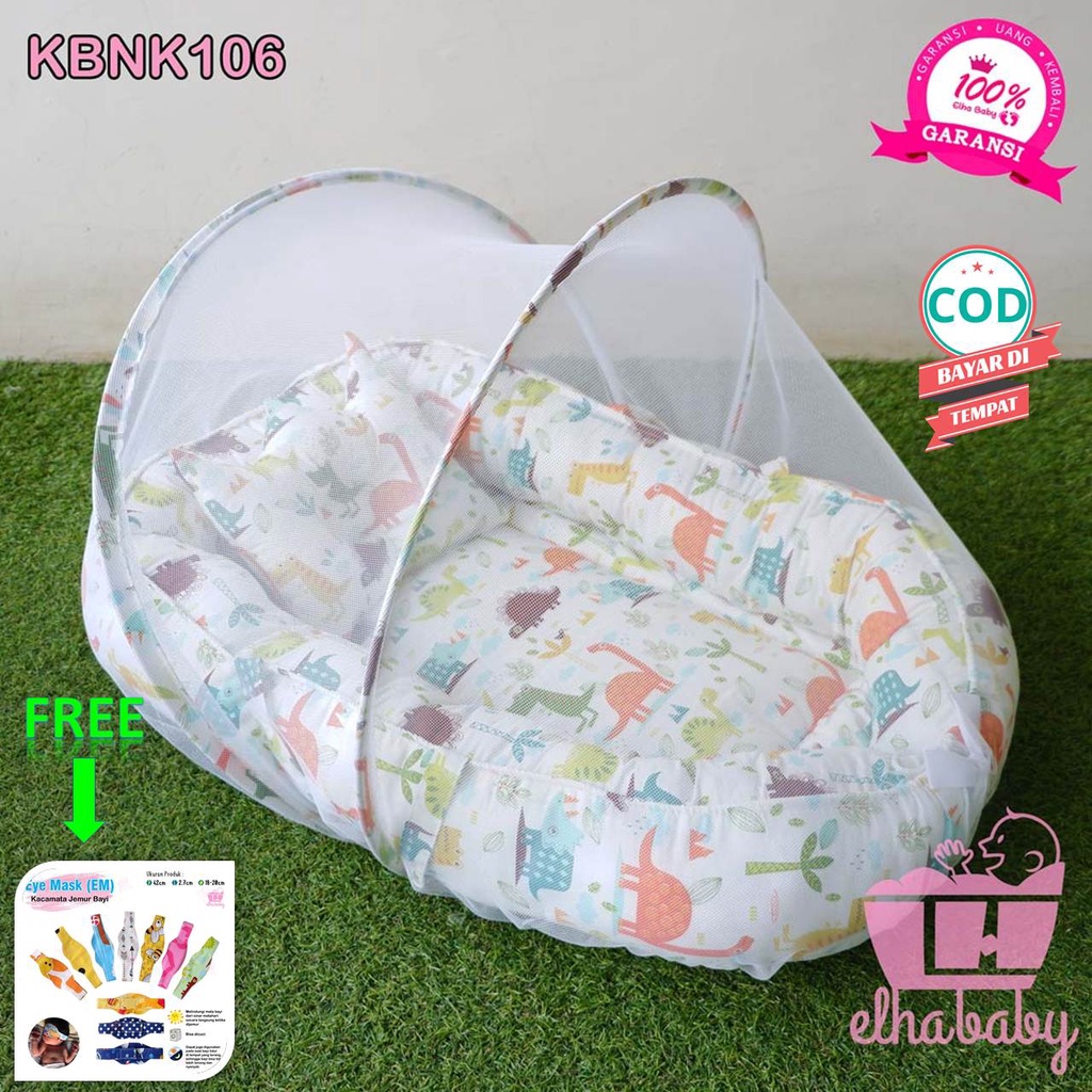 PROMO Elhagrosir Set Kasur Bayi nest perahu Lengkap Kelambu Lipat Motif Kado Unik lahiran alas tidur