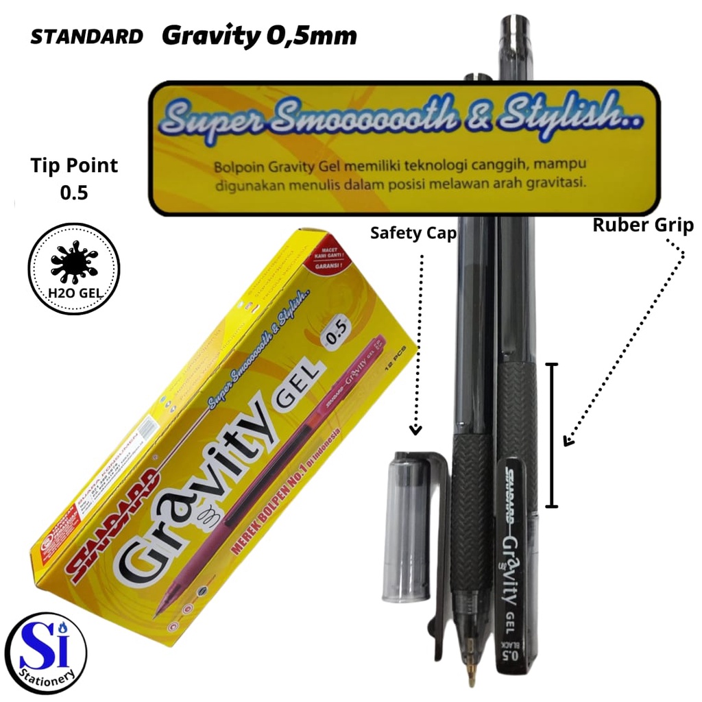 Pulpen Standard Gravity Gel 0,5mm Asli/Standard Pen Gravity Gel 0,5mm Original