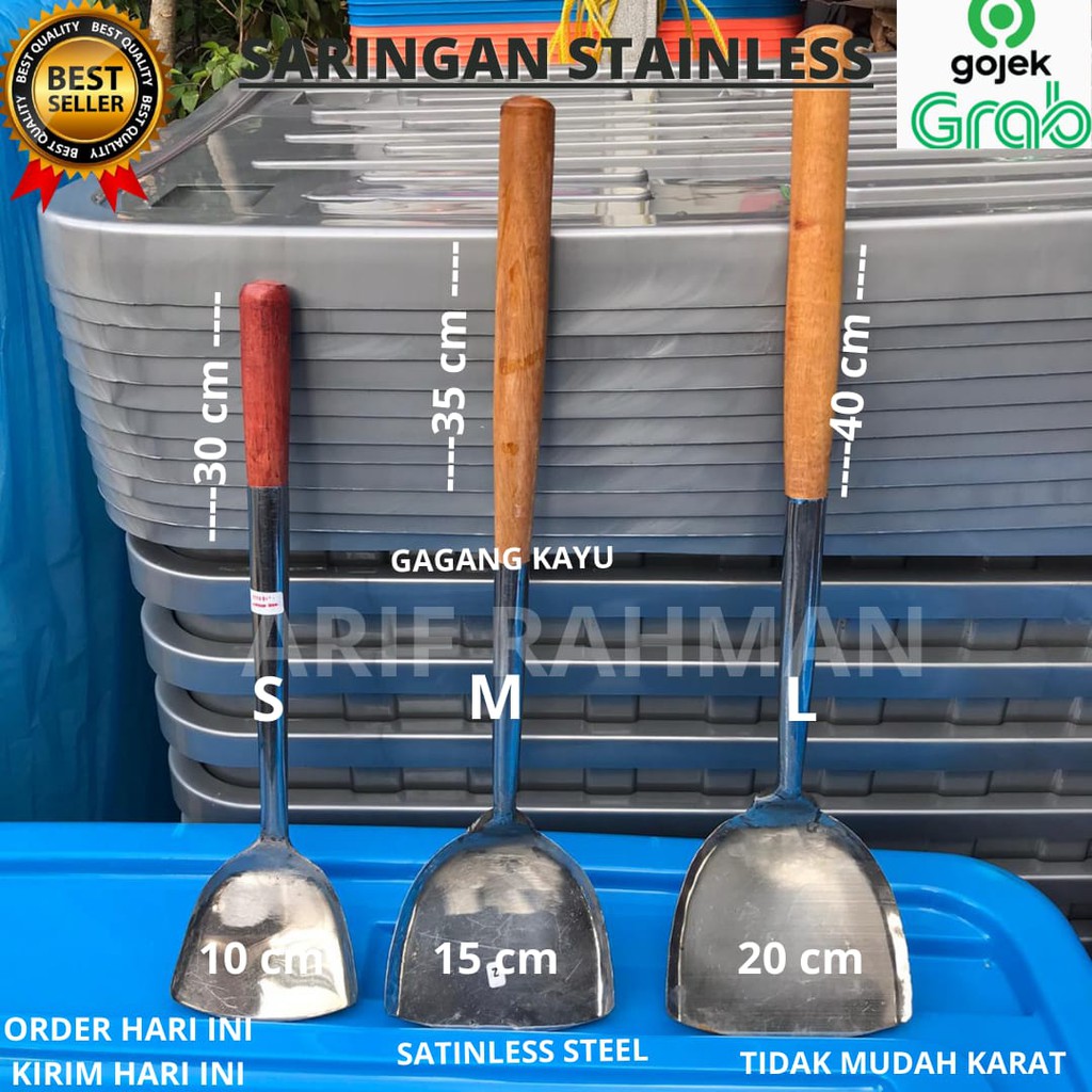 BEST SELLER!!! SODET KAYU / SUTIL / SPATULA GAGANG KAYU TEBAL SIZE S-M-L