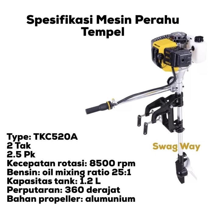 Mesin Perahu Karet Mini Tempel 2 Tak 2.5 Pk