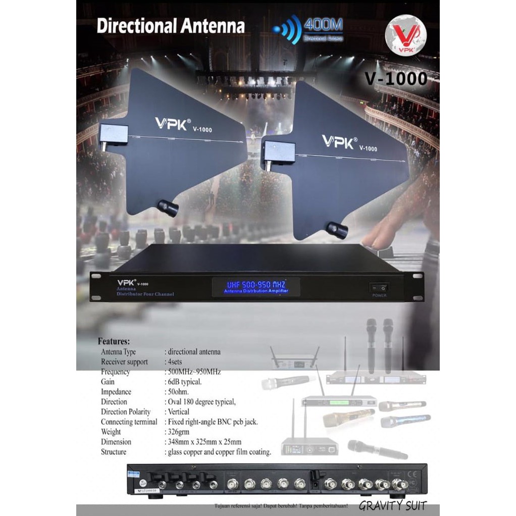 Penguat Sinyal Mic Wireless VPK V1000 Antena Mic Wireless VPK V 1000 Original