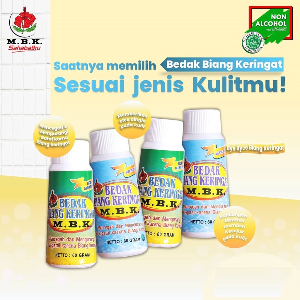 MBK Bedak Biang Keringat Menthol &amp; Non Menthol 60gr