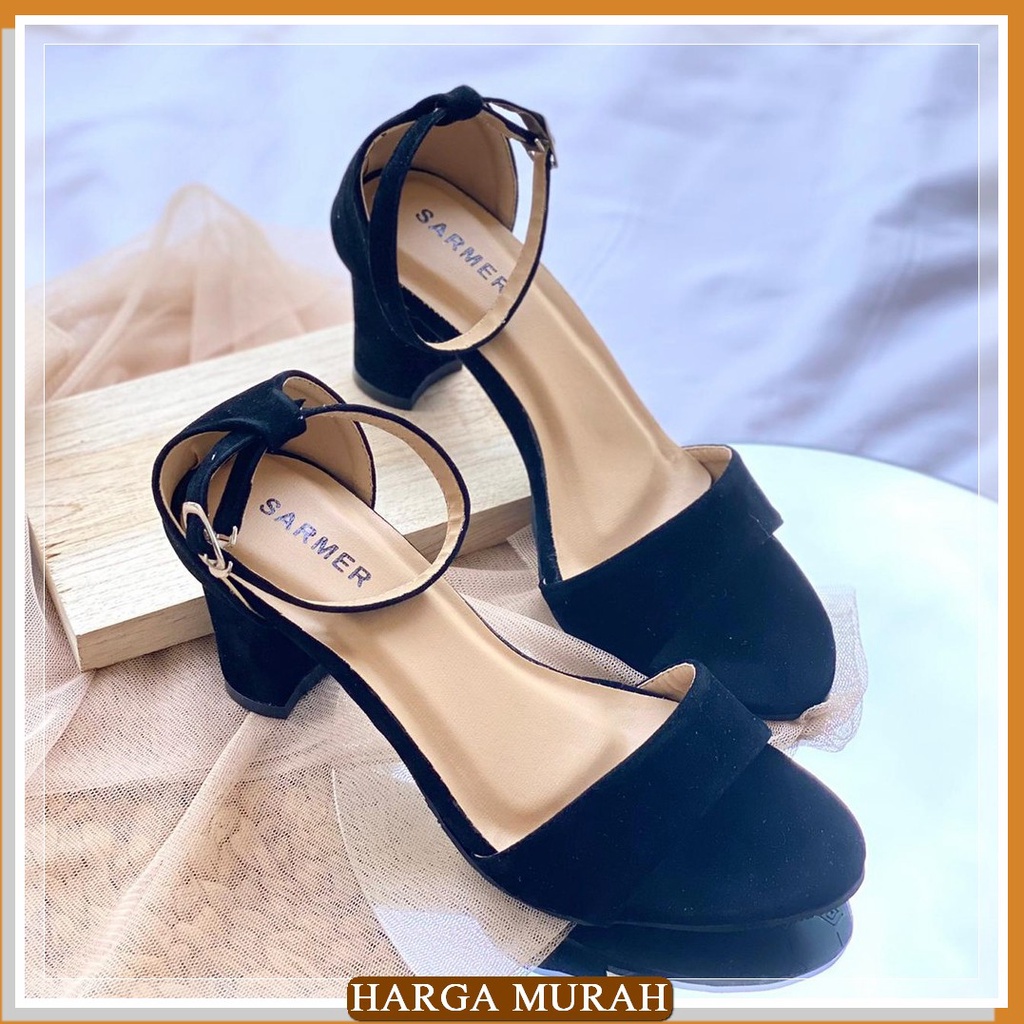 Sandal High Heels Hak Tahu Import Terbaru Versi Korea Haighils Pe RU911 Sarmer - Suede Jasmine Heel