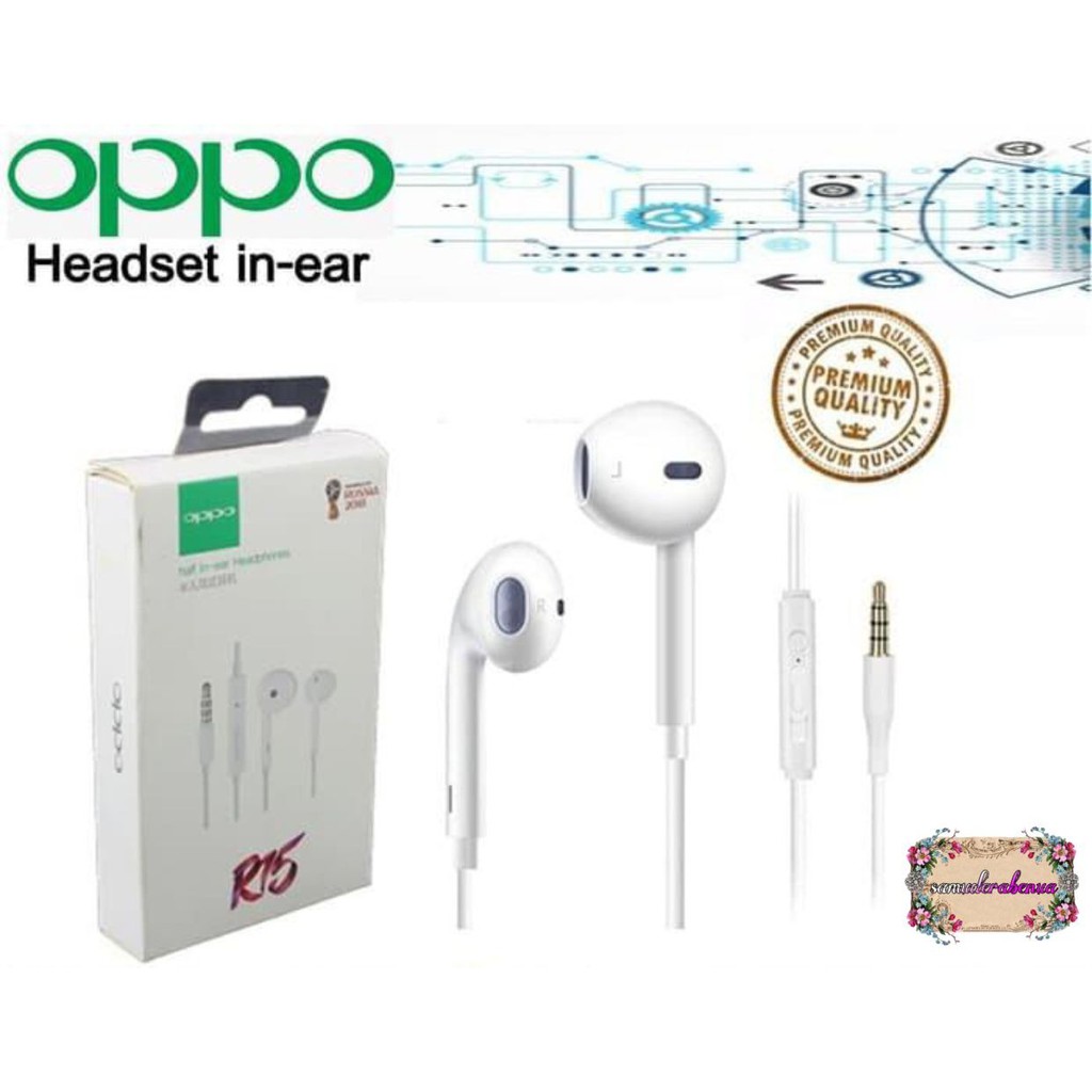 Headset Headsfree earphone OPPO R15 Original 100% A12 A11K A52 A53 A5 A9 F1S F11 F11PRO A5S F9 SB953