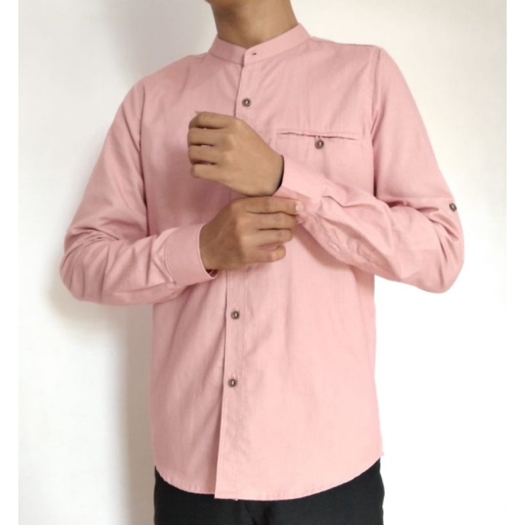 Kemeja Koko / Kemeja Casual Warna Dusty Pink / Kemeja Pria Warna Kalem / Kemko Lengan Panjang Dusty 