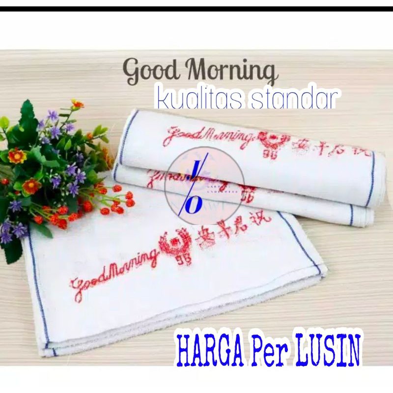 (12pcs) Handuk GOOD MORNING / handuk wajah leher / handuk salon grosir handuk pontianak murah