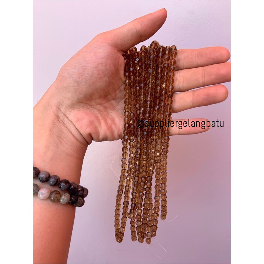 kristal bola dunia cutting 6mm Brown quartz COKLAT TUA kuarsa aksesori