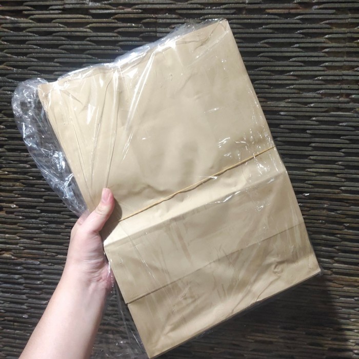 

✨ BISA COD ✨ Grocery Bag kraft brown 38,5 x 27 x 16 cm / Kantong kertas isi 50 pcs