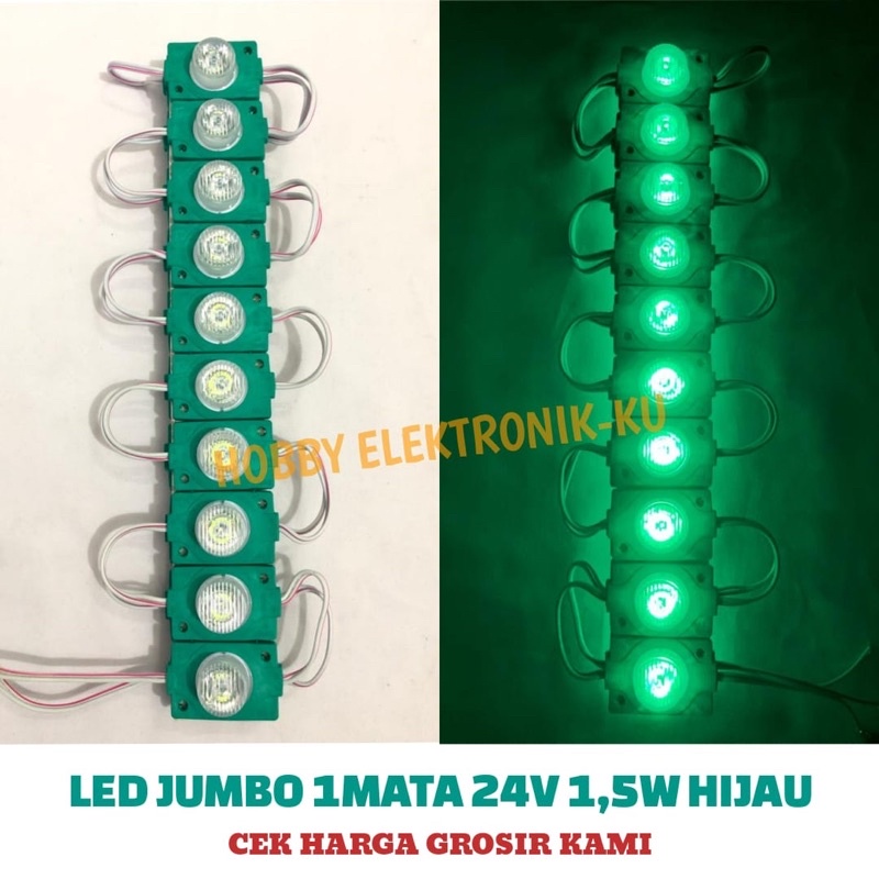 LAMPU LED JUMBO 24V 1MATA 1,5W HIJAU (PEMBELIAN MINIMAL 10PCS)