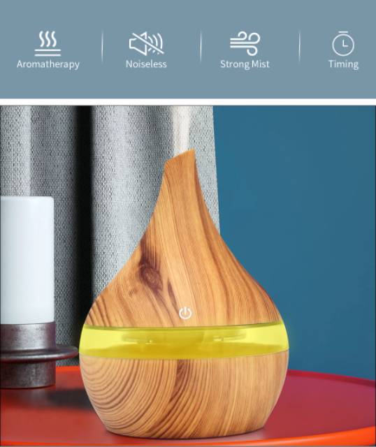 HUMIDIFIER PURIFIER DIFFUSER 300 ML PELEMBAB UDARA RUANGAN AROMATHERAPY ESSENTIAL OIL KBAYBO WOOD