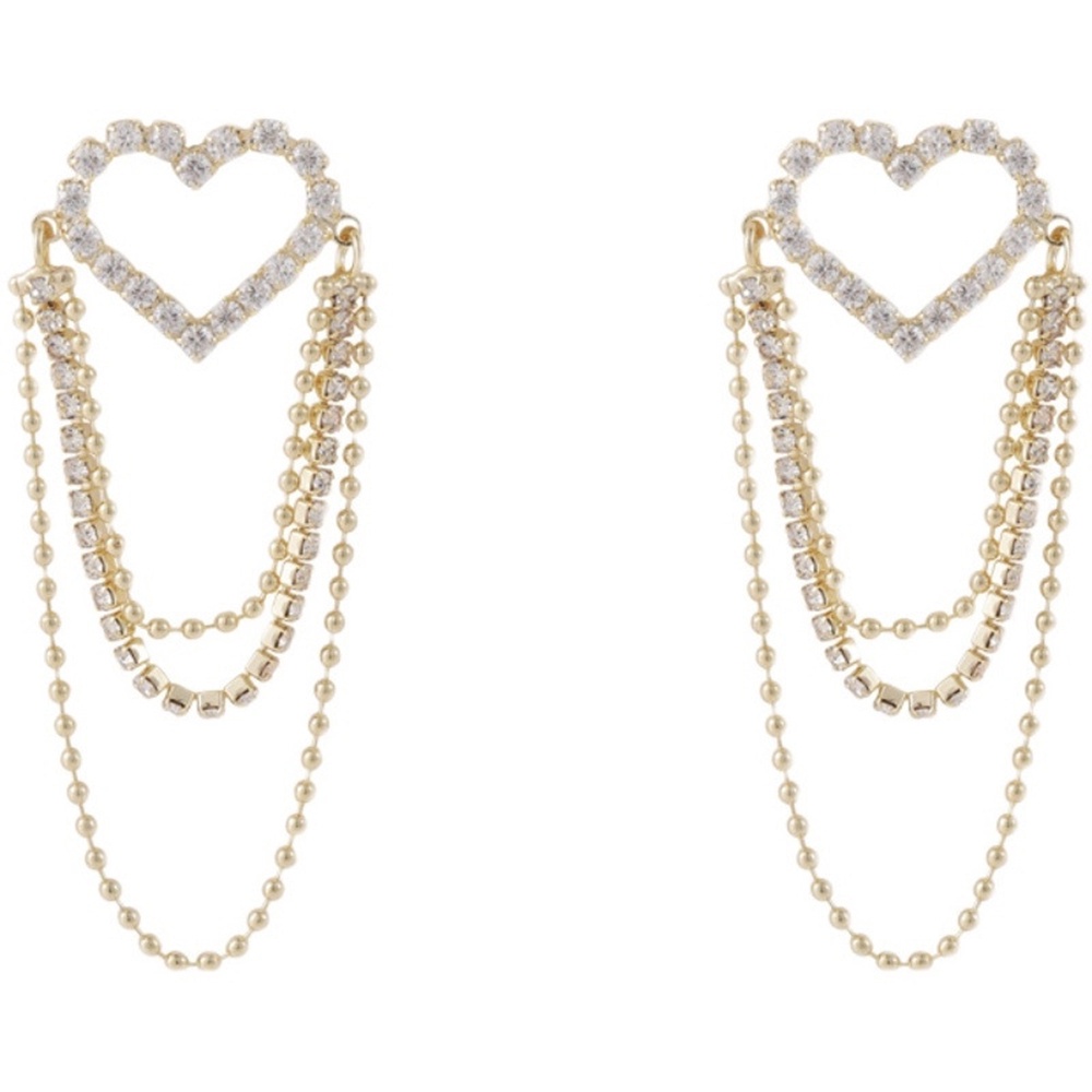 Anting Tusuk Gantung Desain Hati Hias Zircon Gaya Retroelegan Untuk Wanita