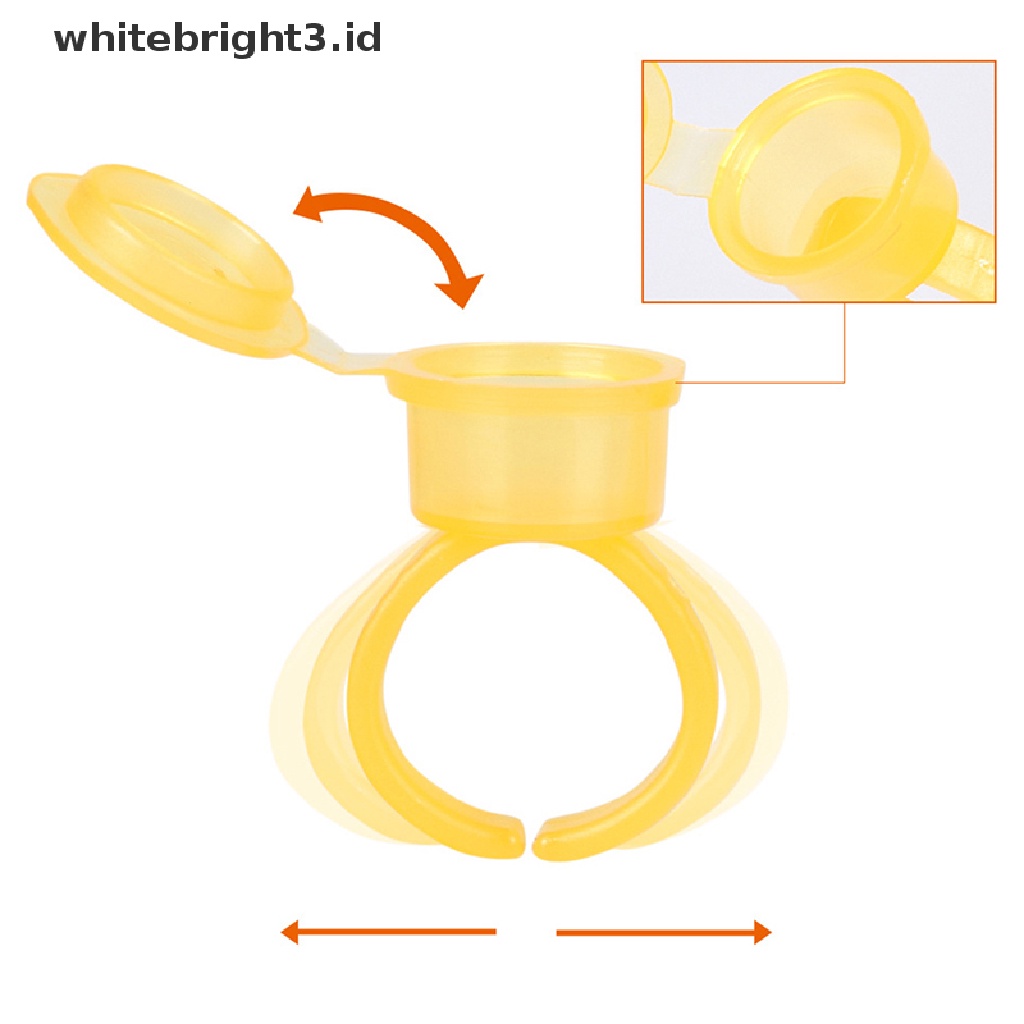 (whitebright3.id) 50pcs / Set Cincin Cup Tinta Tattoo Permanen Sekali Pakai Dengan Tutup