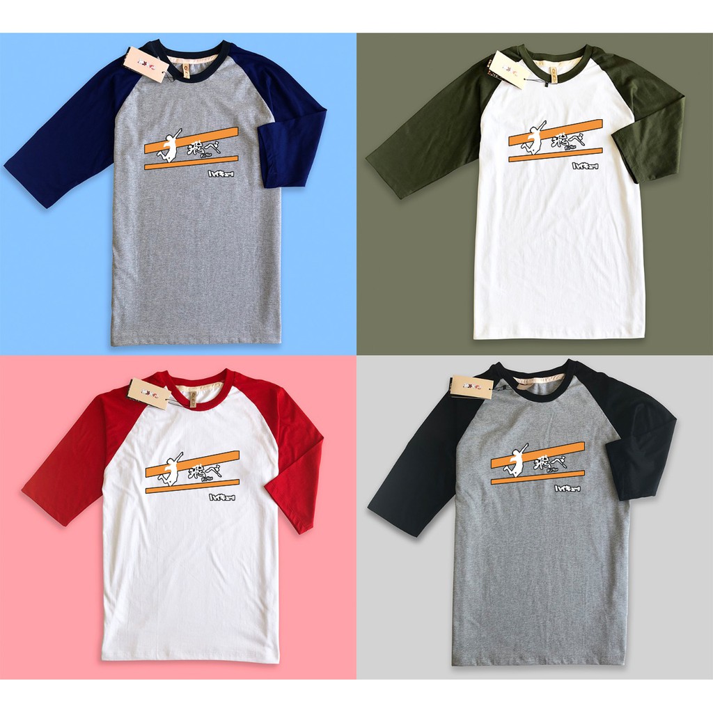 Baju kaos Raglan anime Haikyuu volley flying high Japan