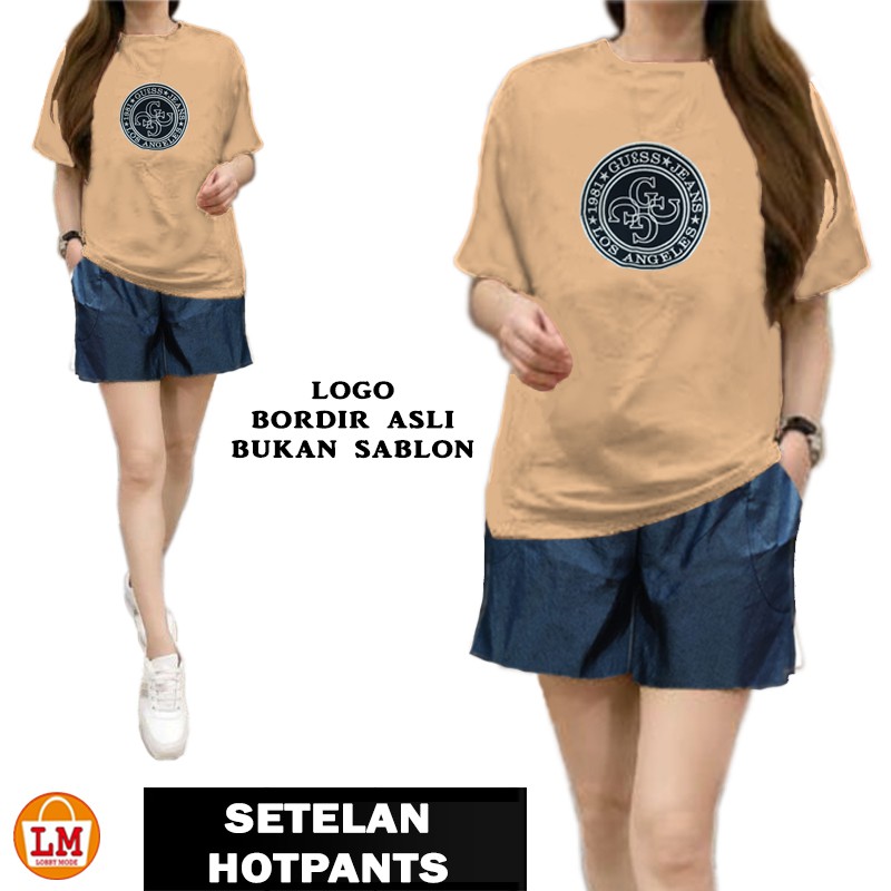 TERMURAH TERLARIS SETELAN HOTPANTS Motif Lucu Printing Baju Santai TERBARU LMS 19749