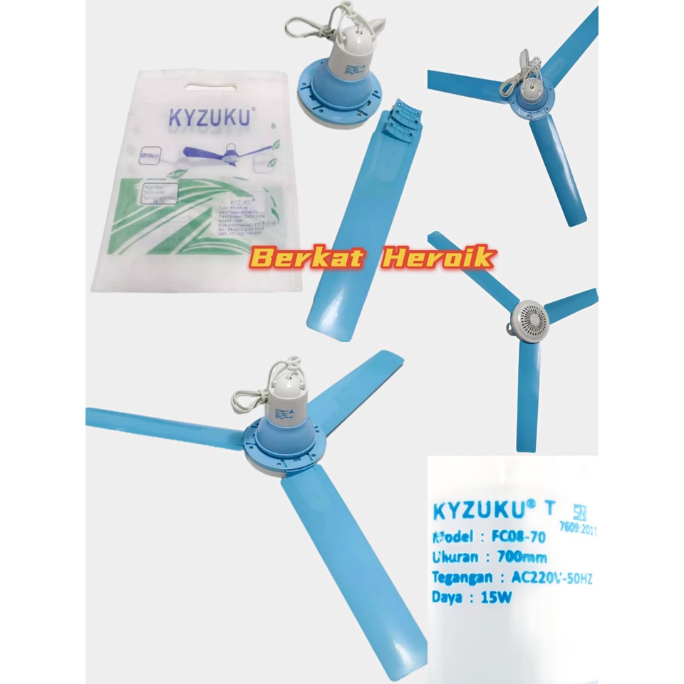 Kipas Angin Gantung Kyzuku 15 watt 3 baling / Kipas mini fan 15 w / Kipas Gantung
